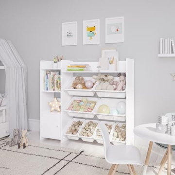 Sturdis Toy Storage Organizer with Bookshelf and Safety Bracket