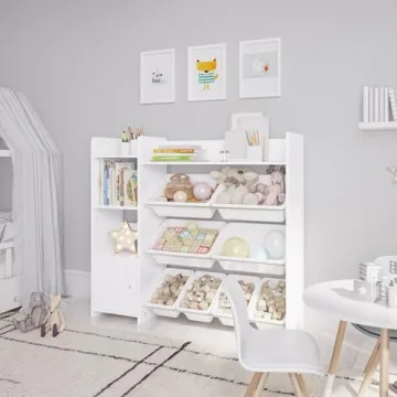 Sturdis Toy Storage Organizer with Bookshelf and Safety Bracket