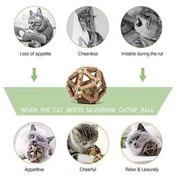 Gochanmon Catnip Toys-2Pcs Natural Silvervine Stick Catnip Ball&Bell Ball-Cat Toys for Indoor Cats- Cleaning Teeth Molar Tools Matatabi Cat Chew Toy-Kitten Toys All Breeds