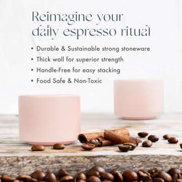 Folk Ceramics Leonard Ceramic Espresso Cups | Modern Stackable Demitasse Mugs for Espresso | Double ...