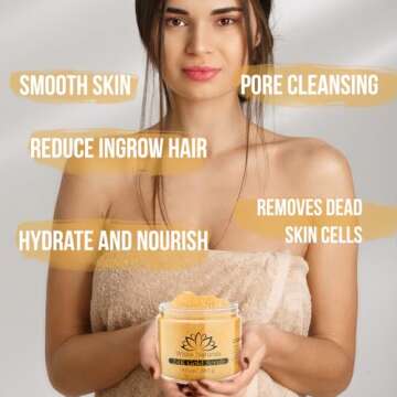 24K Gold Body Scrub, Natural Exfoliating Face Sugar Scrub With Anti-Aging Properties, Pure Skin Mois...