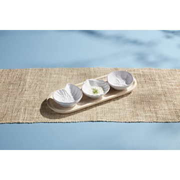 Mud Pie Ceramic Sea Tray Set with Glazed Dipping Dishes