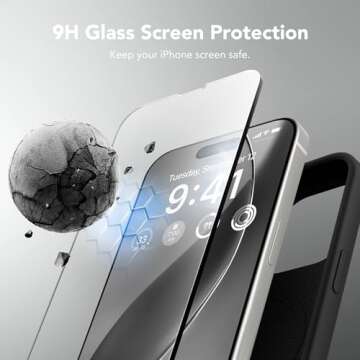 GONEZ for iPhone 15 Pro Case Compatible with Magsafe, [Screen Protector + Camera Lens Protector], Soft Silicone Shockproof Anti-Scratch Full Body Protective Phone Case 6.1" 2023, Black