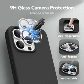 GONEZ for iPhone 15 Pro Case Compatible with Magsafe, [Screen Protector + Camera Lens Protector], Soft Silicone Shockproof Anti-Scratch Full Body Protective Phone Case 6.1" 2023, Black