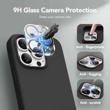 GONEZ for iPhone 15 Pro Case Compatible with Magsafe, [Screen Protector + Camera Lens Protector], Soft Silicone Shockproof Anti-Scratch Full Body Protective Phone Case 6.1" 2023, Black