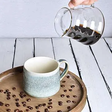 Bosmarlin Ceramic Coffee Latte Mug Set of 2 - 18 Oz