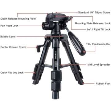 Mini Tripod for Camera,Zomei Travel Table Tripod with 3-Way Pan/Tilt Head 1/4 inches Quick Release Plate and Bag for DSLR Camera Tripod Carrying Bag