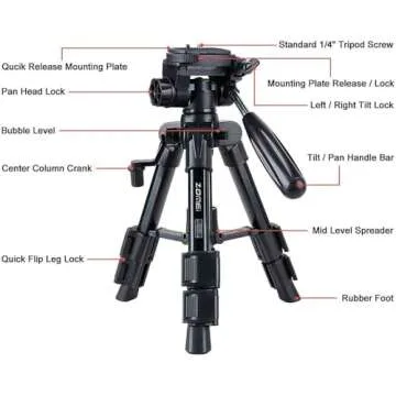 Mini Tripod for Camera,Zomei Travel Table Tripod with 3-Way Pan/Tilt Head 1/4 inches Quick Release Plate and Bag for DSLR Camera Tripod Carrying Bag