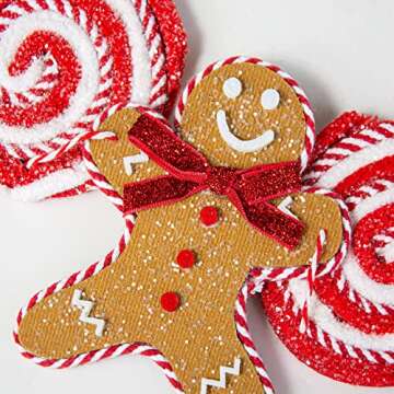 RAZ Imports Kringle Candy Co. 4' Gingerbread Men and Lollipop Garland