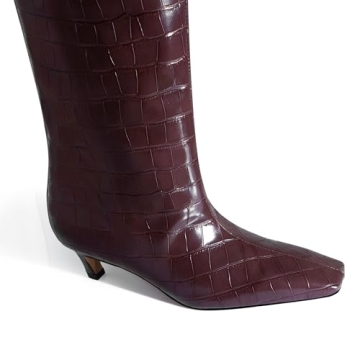 Stylish Vegan Leather Crocodile Knee High Boots