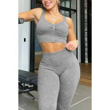 ABOCIW Seamless Ribbed Women Workout Set for Gym