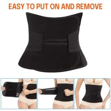 Postpartum Belly Band,C Section Belly Binder,Abdominal Binder Post Surgery Girdle,Tummy Tuck Compression Wrap Waist Trainer (Black, Medium)
