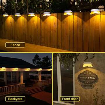 ROSHWEY Backyard Lights, 6 Pack Solar Fence Lights with 9 LED Waterproof Outdoor Gutter Lights for E...