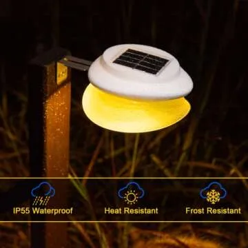 ROSHWEY Backyard Lights, 6 Pack Solar Fence Lights with 9 LED Waterproof Outdoor Gutter Lights for Eaves Garden Landscape Yard (Warm White)