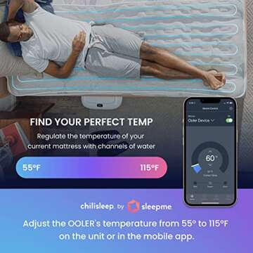 Sleepme OOLER Sleep System – Cooling & Heating Mattress Topper, Automated Temperature Changes: 55-115°F (Queen (80” L x 60” W)) Off-White