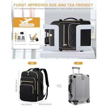 LOVEVOOK Large Travel Backpack for Women, Carry On Bag Flight Approved, 40L TSA Personal Item Travel Bag with 3 Packing Cubes, Waterproof 17 Inch Laptop Hiking Casual Backpack