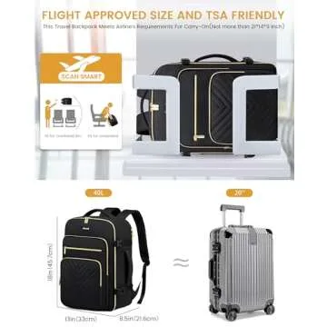 LOVEVOOK Large Travel Backpack for Women, Carry On Bag Flight Approved, 40L TSA Personal Item Travel Bag with 3 Packing Cubes, Waterproof 17 Inch Laptop Hiking Casual Backpack