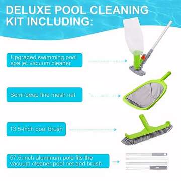 Sepetrel Deluxe Swimming Pool Cleaning Kit with Spa Jet Pool Vacuum Cleaner,Pool Brush, Semi-deep Sk...