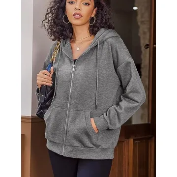 Zeagoo Oversized Zip-Up Hoodie for Women and Girls