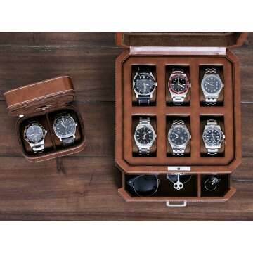 Luxury 6 Slot Leather Watch Box with Valet Drawer - Elegant Storage Solution