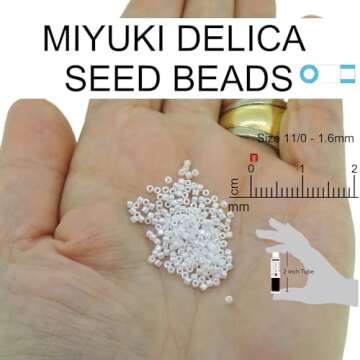 Miyuki Delica Seed Beads Size 11/0 Opaque Bisque White Ceylon DB1530