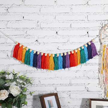 Boho Rainbow Tassel Garland 82 Inch Decor for All