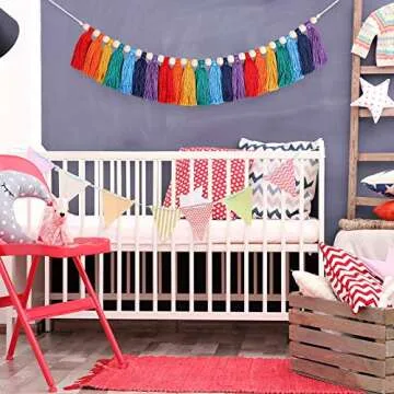 Boho Rainbow Tassel Garland 82 Inch Decor for All