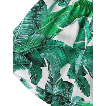 Floerns Women's Stylish Palm Leaf Pajama Set - Green L