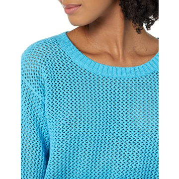 The Drop Women's Asher Crochet Pullover Ocean Blue