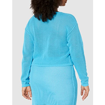 The Drop Women's Asher Crochet Pullover Ocean Blue