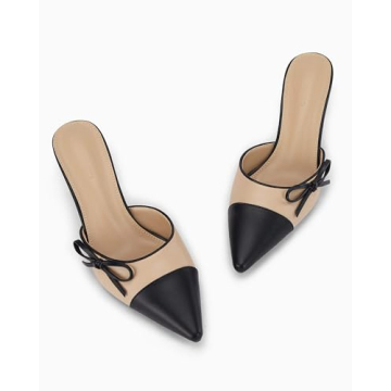 Coutgo Women's Bow Tie Mules Heels - Chic and Comfortable