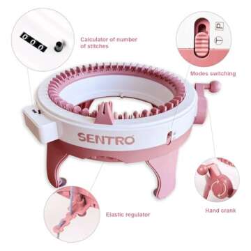 SENTRO Knitting Machine, 48 Needles Knitting Crochet Machine, Smart Knitting Loom Machine with Row Counter for Adults Beginners, Circular Double Knit Loom Crochet Knitting Machine Kit for Hat Socks