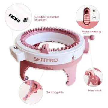 SENTRO Knitting Machine, 48 Needles Knitting Crochet Machine, Smart Knitting Loom Machine with Row Counter for Adults Beginners, Circular Double Knit Loom Crochet Knitting Machine Kit for Hat Socks