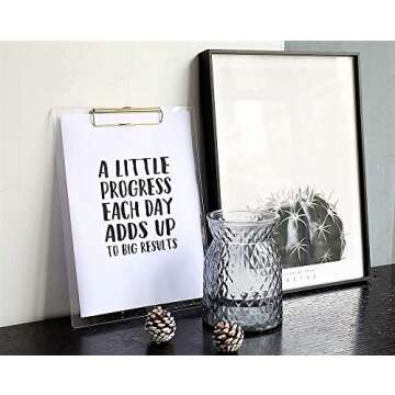 UNIQOOO Thick Clear Acrylic Clipboard with Shiny Gold Finish Clip, Perfect for Modern Arts Lover, Fa...