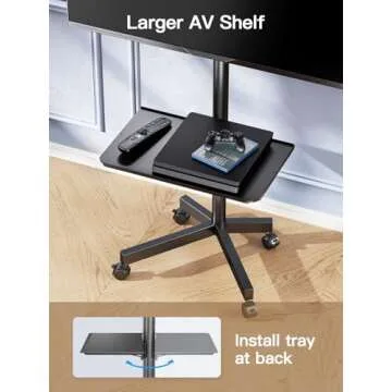 PERLESMITH Mobile TV Cart with Wheels for 23-60 Inch LCD LED OLED Flat Curved Screen Outdoor TVs Height Adjustable Shelf Floor Stand Holds up to 55lbs Monitor TV Holder with Tray Max VESA 400x400mm