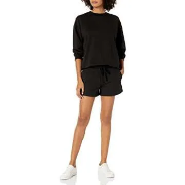 The Drop Women's Elaina Pull-On French Terry Sweatshort, Black, S