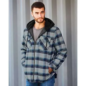 Burnside Quilted Flannel Jacket - Black/Grey, 3XL Comfort