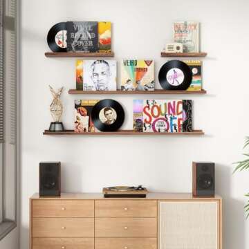 Floating Picture Ledge Shelves for Wall Set of 4, 24 Inch Wall Shelves with Lip Long Large Nursery B...