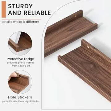 Floating Picture Ledge Shelves for Wall Set of 4, 24 Inch Wall Shelves with Lip Long Large Nursery Book Shelf for Toys Storage Kids Bookshelf Wall Mounted Living Room Bedroom Decor Frames