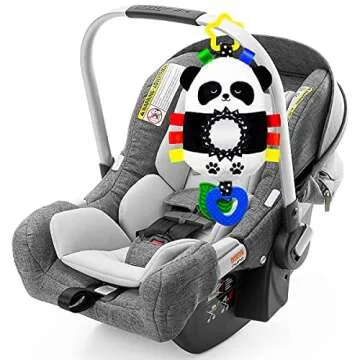 Kalianii Squish 'N Play Activity Toy Panda- Multi-Sensory Learning Baby Toy - Stroller Toy, Car Seat Toy, Tummy Time Toy, Teether Toy, Baby Gift - with Mirror, Rattle & Taggies