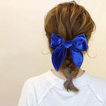 Cinaci 8 Pack Soft Velvet Big Bow Alligator Hair Clips Duckbill Barrettes Vintage Accessories for Baby Girls Toddlers Teens Kids Women