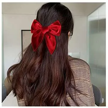 Cinaci 8 Pack Soft Velvet Big Bow Alligator Hair Clips Duckbill Barrettes Vintage Accessories for Baby Girls Toddlers Teens Kids Women