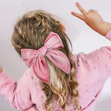 Cinaci 8 Pack Soft Velvet Big Bow Alligator Hair Clips Duckbill Barrettes Vintage Accessories for Baby Girls Toddlers Teens Kids Women