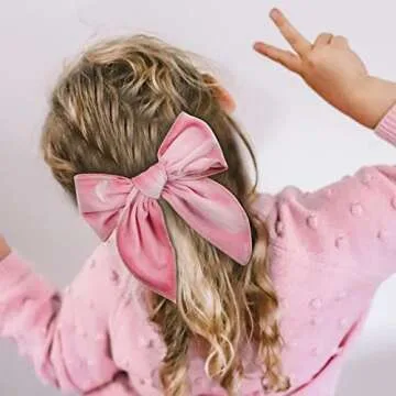 Cinaci 8 Pack Soft Velvet Big Bow Alligator Hair Clips Duckbill Barrettes Vintage Accessories for Baby Girls Toddlers Teens Kids Women