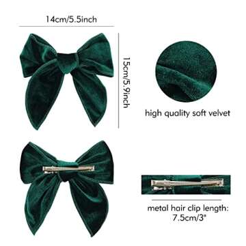 Cinaci 8 Pack Soft Velvet Big Bow Alligator Hair Clips Duckbill Barrettes Vintage Accessories for Baby Girls Toddlers Teens Kids Women