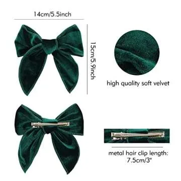 Cinaci 8 Pack Soft Velvet Big Bow Alligator Hair Clips Duckbill Barrettes Vintage Accessories for Baby Girls Toddlers Teens Kids Women