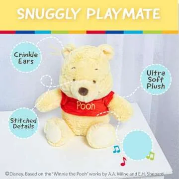 Kids Preferred Disney Baby Winnie the Pooh and Friends Stuffed Animal with Jingle and Crinkle, Pooh 12”