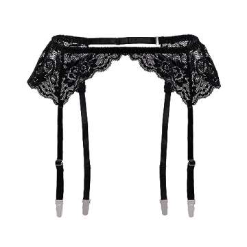 Lidogirl Women's Sultry Nights Garter Belt with Stockings Sheers Black