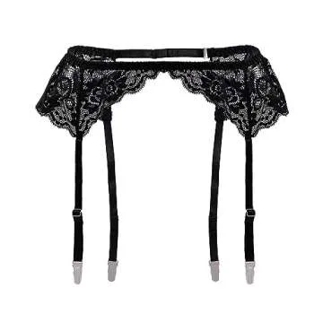 Lidogirl Women's Sultry Nights Garter Belt with Stockings Sheers Black