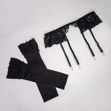 Lidogirl Women's Sultry Nights Garter Belt with Stockings Sheers Black